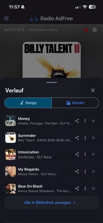 Radio Adfree Hör-Historie und Sender-Verlauf