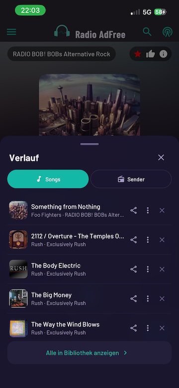 Radio Adfree Hör-Historie und Sender-Verlauf