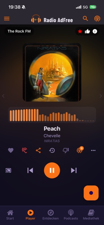 Radio Adfree Player - Radio ohne Werbung mit Song-Erkennung
