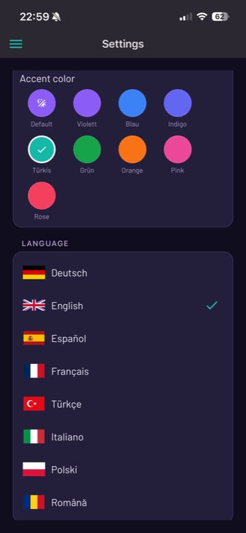 Radio Adfree Einstellungen und Personalisierung